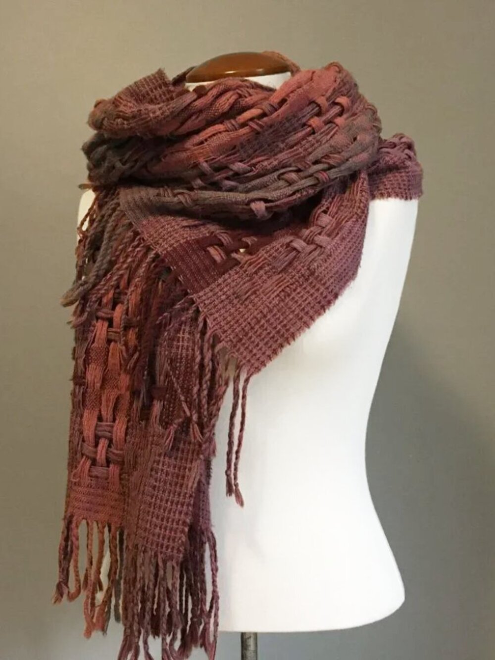Mori Kei Long Boho Grunge Scarf Purple Mauve Burgundy